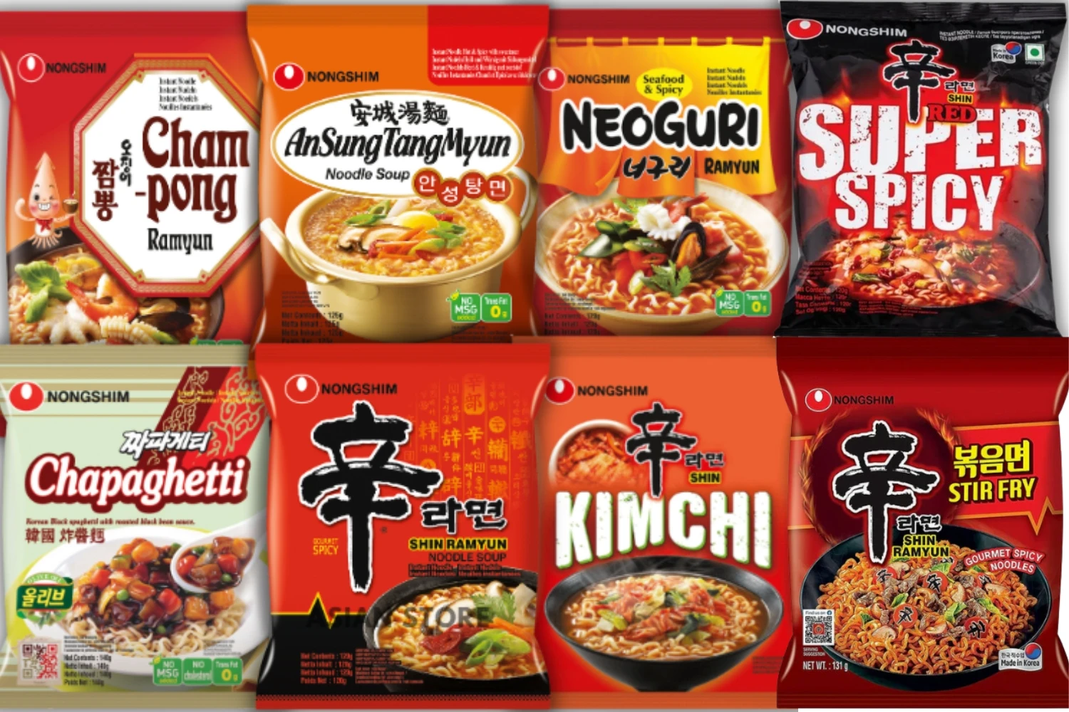 Nongshim instant rezanci – Shin, Neoguri, Champong, Stir Fry