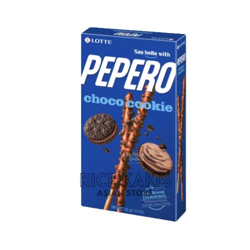 lotte-pepero-choco-cookie-sticks-39g.jpg Lotte Pepero choco cookie štapići, pakiranje od 39g, hrskavi štapići prekriveni čokoladom i komadićima keksa.