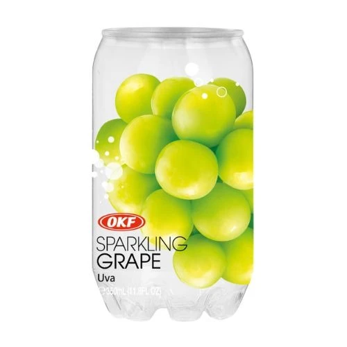 okf-sparkling-grape-350ml.jpg OKF Sparkling Grape 350 ml, fizzy beverage with natural green grape flavor, perfect for refreshment and fruit drink enthusiasts.