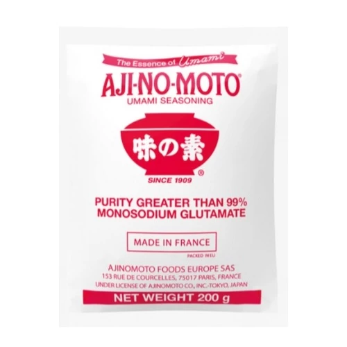 aji-no-moto-msg-umami-zacin-200g.jpg Pakiranje AJI-NO-MOTO MSG pojačivača okusa – umami začin proizveden u Francuskoj, 99% čisti mononatrijev glutamat.