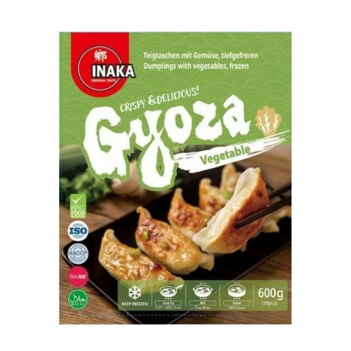 inaka-gyoza-povrce-600g.jpg Inaka Gyoza s povrćem - Zamrznuti dumplings s povrćem, hrskavi i ukusni, 600g.