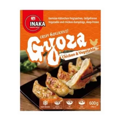 inaka-gyoza-piletina-povrce-600g.jpg Inaka Gyoza s piletinom i povrćem - Zamrznuti dumplings, hrskavi i ukusni, 600g.