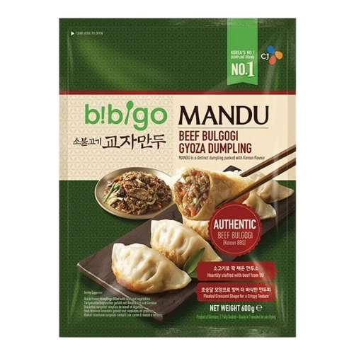 Bibigo Mandu gyoza s govedinom bulgogi, pakiranje od 600g, autentični korejski okusi, savršeni za brze i ukusne obroke.